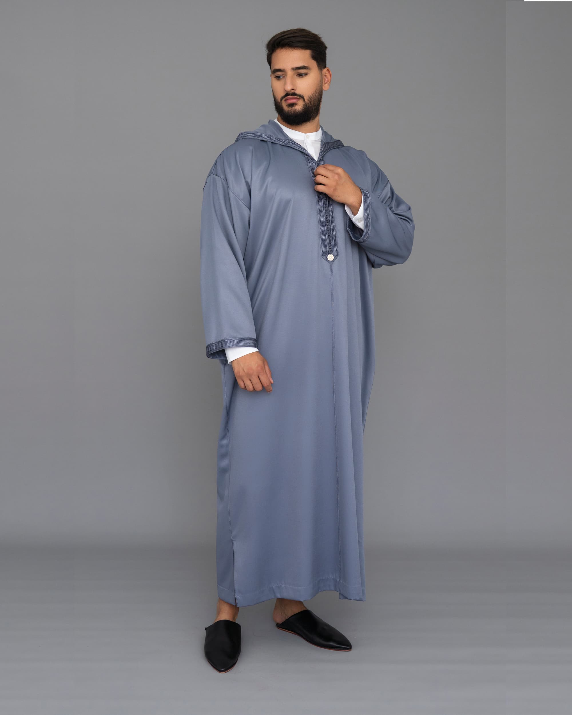 جلابة رجالية رمادية فاخرة