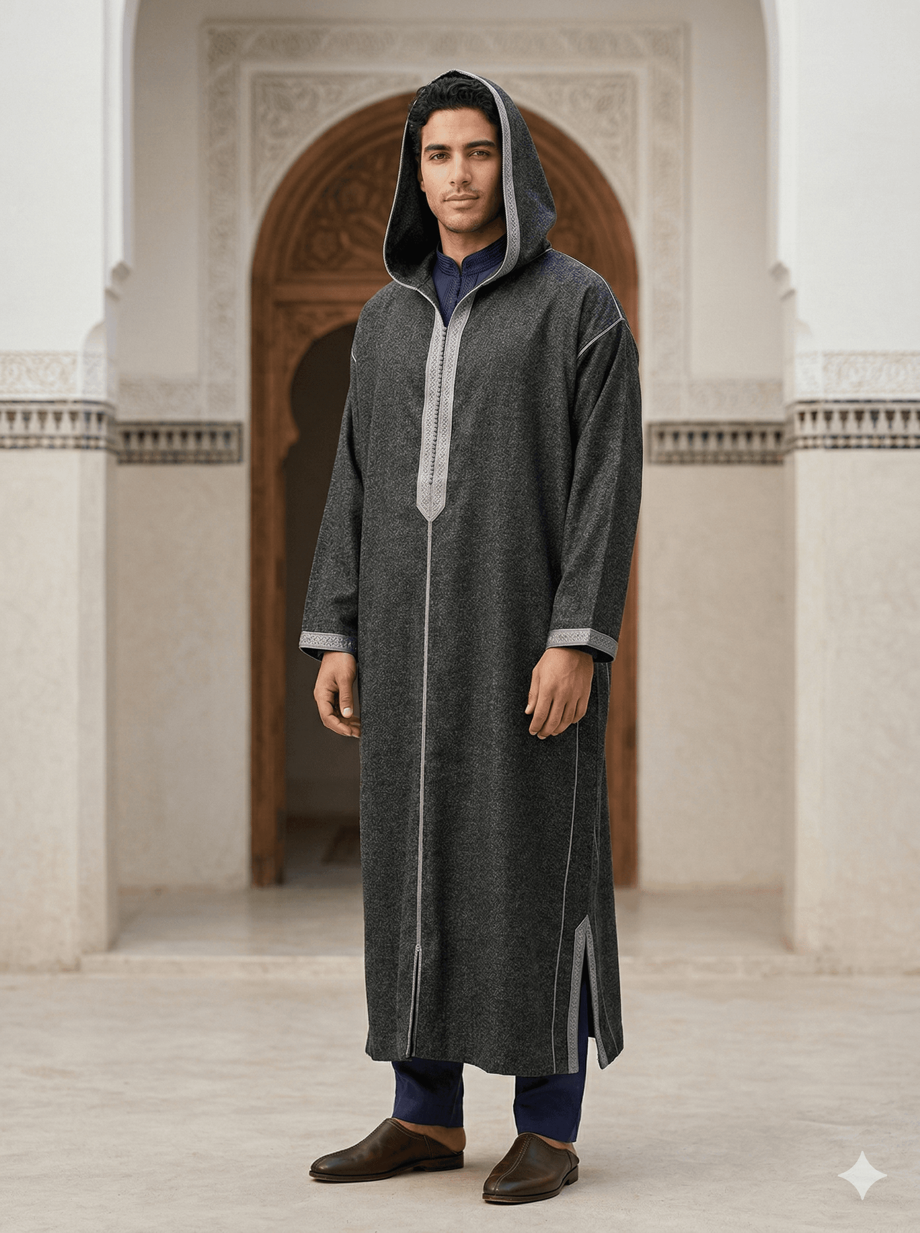 جلابة رمادي غرافيتي بقبّ