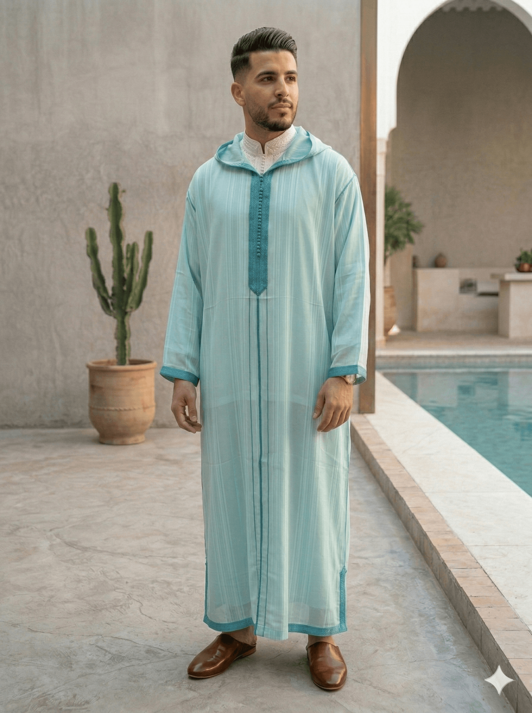 جلابة فيروزيّة مخططة